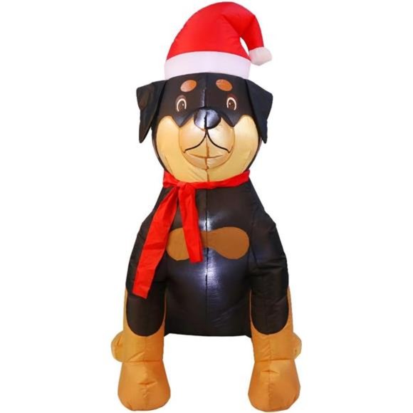 Outdoor Indoor Christmas Inflatable LED Lighted Rottweiler Dog Blow Up - Picture 1 of 7